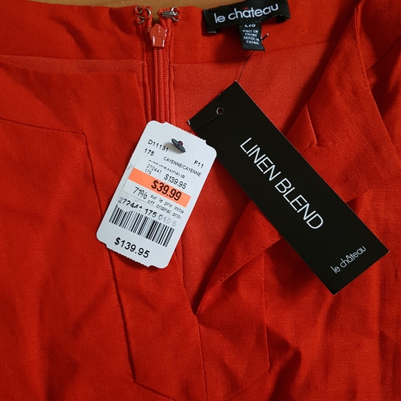 NEW Le Château orange linen dress - large - Picture 2 of 4